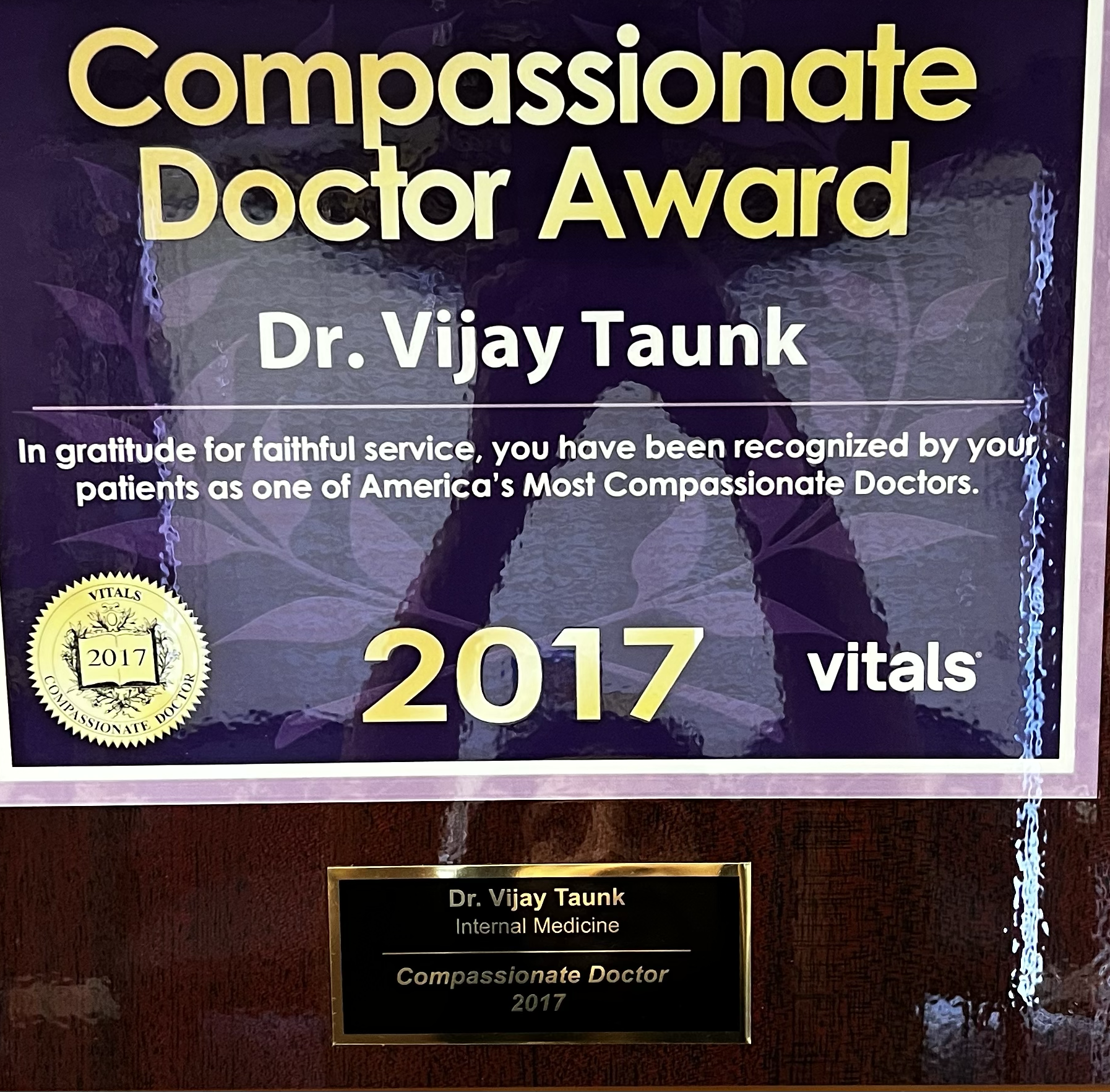 2017 Vitals Most Compasionate Doctor Award